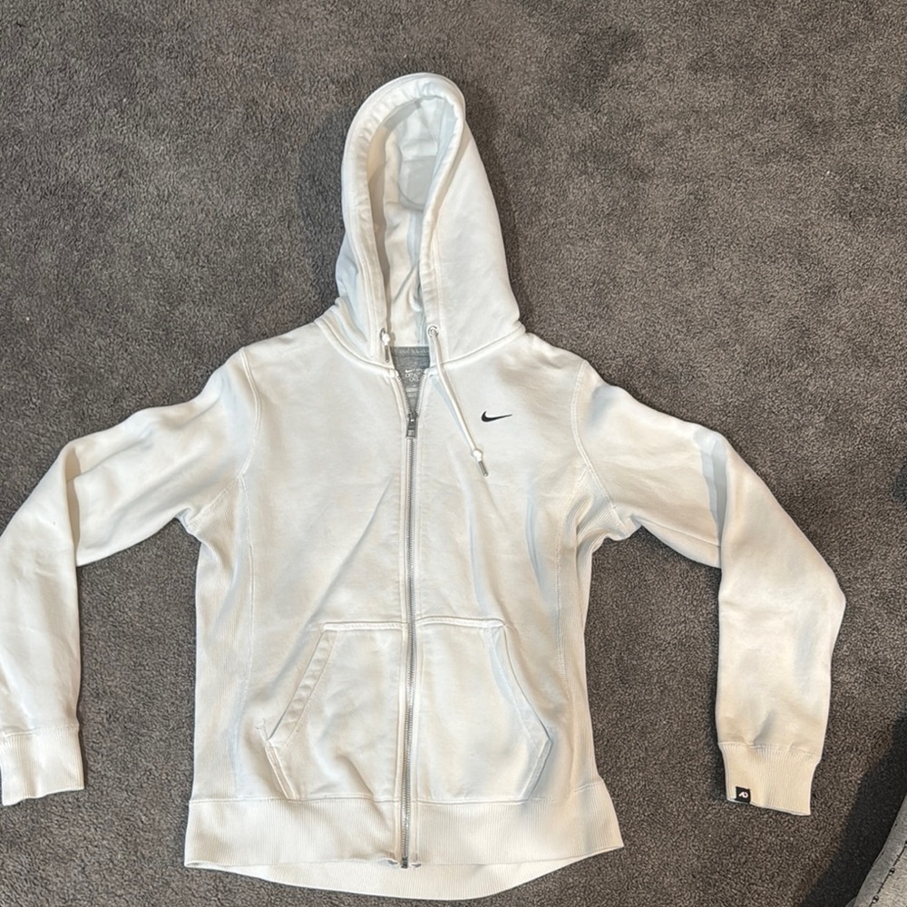 Nike White Hoodie Zip-up with Logo